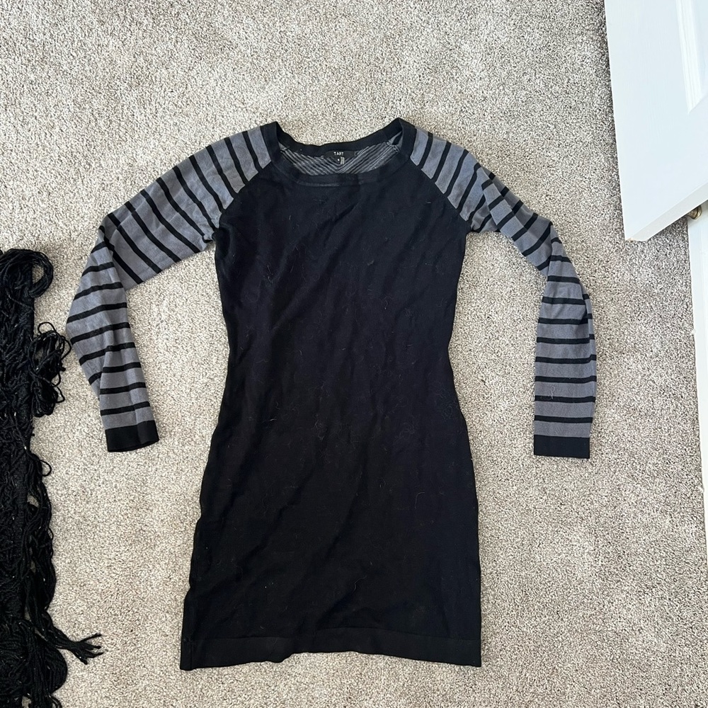 Black and Grey Bodycon Sweater Dress